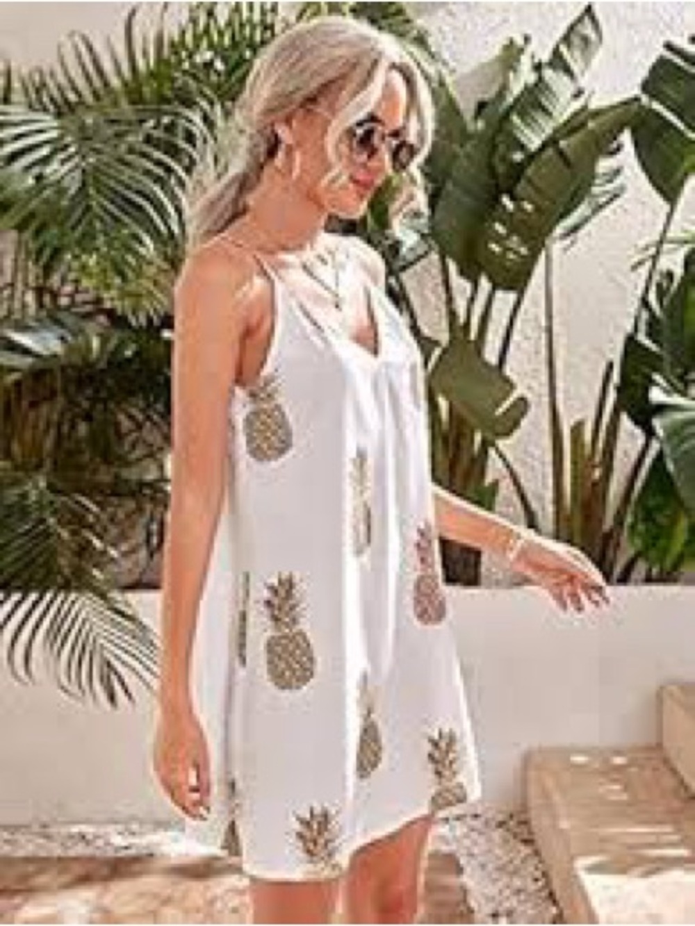 🌺5/$25🌺Coquette Girl White Pineapple Print Slip Dress